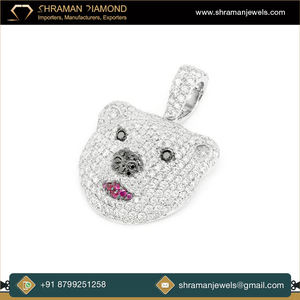 Colgante de Cabeza de Oso Polar Personalizado, Joyería Fina de Moda Hip-Hop, Plata 925, Corte Brillante Natural, Chapado en Oro Blanco - Product Image 2