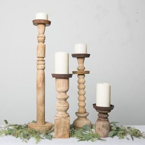 Porte-bougie en bois classique, accent décoratif intemporel, adapté aux designs d'intérieur traditionnels et contemporains - Product Image 2
