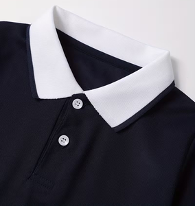 Adults' Polo Shirt Spring Summer Mid-Big Unisex Style Contrast Collar Polo Neck Short Sleeve 100% Cotton School Uniform - Product Image 3