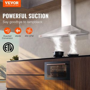 Ventola da 30 pollici con attacco a parete da cucina senza condutture per camino in acciaio inossidabile Ventilatore di scarico a 3 velocità 2 filtri deflettori LED - Product Image 2