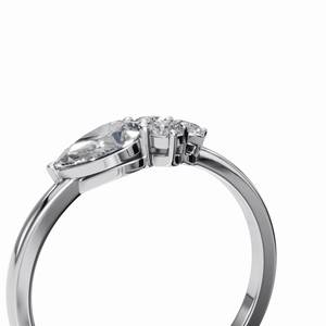 Anillo de Diamantes de Tres Piedras, Corte Marquesa, Ovalado y Pera, Anillo de Compromiso para Mujer, Ajustable, Joyería de Lujo - Product Image 3