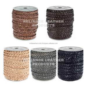 Vente en gros de cordons plats en cuir tressé 3 plis pour les mariages Bracelets Colliers Projets de fleurs romantiques - Product Image 5