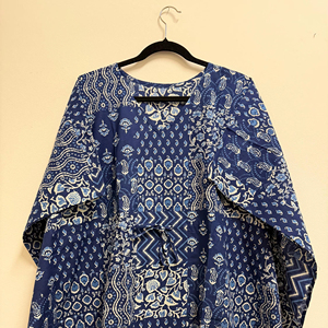 Plus Size Lightweight Printed Summer Cover-<b>Up</b> Dress Elegant Luxury Style Summer Dress Hand Block Print Cotton Print Kaftan - Product Image 1