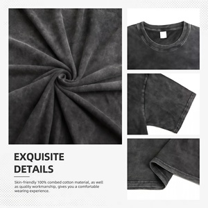 T-shirt en coton noir surdimensionné à col en V et manches mi-longues pour homme, coupe classique, logo frontal, tricoté, respirant, séchage rapide, streetwear décontracté - Product Image 6