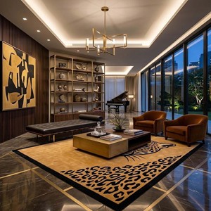 <b>Leopard</b> Print Area <b>Rug</b> Safari Animal Design Hand Tufted Luxury Gold Woolen Carpet Wildlife Living Room Bedroom Home Decor <b>Rug</b> - Product Image 5