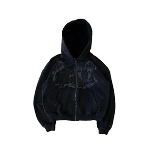 Regular Fit Solid Crop Hoodie Men 100% Cotton <b>Fleece</b> <b>Zipper</b>-Up Casual Sweatshirt Front Print Pocket Design Quick Dry Breathable - Product Image 1