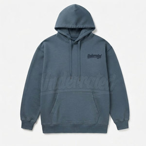 Pulls à capuche en coton pour hommes, coupe oversize, silhouette large, manches longues, style décontracté urbain, fournisseur d'impression personnalisée - Product Image 4