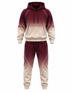 Conjunto Deportivo de 2 Piezas para Hombre, Sudadera con Capucha y Pantalones de Chándal con Cordón, Color Degradado, Manga Larga, Ropa Deportiva Informal - Product Image 3