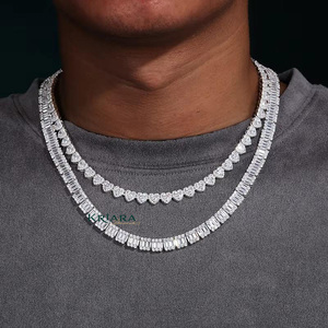 Unisex S925 Silver Heart Cut Lab Grown Diamond Hiphop Style 18K Gold Plated Rhodium <b>Statement</b> <b>Necklace</b> Luxury Wedding Jewelry - Product Image 3