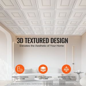 Confezione da 12 Piastrelle Premium in PVC per Controsoffitto 60x60 cm, Facili da Installare/Tagliare, Piastrelle in Plastica Adesive - Product Image 4