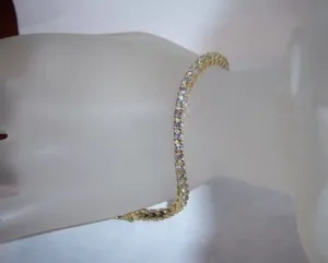 Moissanite Tennis <b>Bracelet</b> 925 <b>Silver</b> Yellow Gold Plated Classic Round Brilliant Cut Luxury Diamond Look for Women - Product Image 3