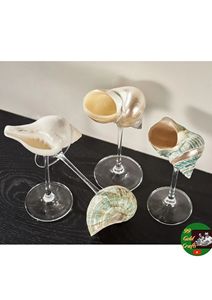 แก้วทรงโกเบล็ตเปลือกหอยธรรมชาติ งานฝีมือศิลปะธีมมหาสมุทร สำหรับร้านอาหาร คาเฟ่ โรงแรม และตกแต่งบ้าน - Product Image 4