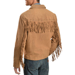 Handmade Genuine <b>Leather</b> Motorcycle <b>Jacket</b> Vintage Western Cowboy Style Breathable Turn-down Collar Zipper Closure - Product Image 6