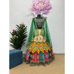 DISEÑADOR MONA SILK DIGITAL PRINT CON TRABAJO A MANO LEHENGA CHOLI CON DUPATTA MULTI - Product Image 5