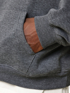 Fabricant sur mesure OEM – Sweats à capuche gris foncé surdimensionnés pour hommes, vente en gros, 500 GSM, pull-over vierge 100 % coton, sweats à capuche personnalisables avec logo, USA - Product Image 5