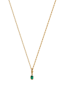 Collar con colgante de esmeralda de corte ovalado de inspiración vintage, gema cultivada en laboratorio de 0.5 quilates en oro amarillo de 9K y 18K - Product Image 2