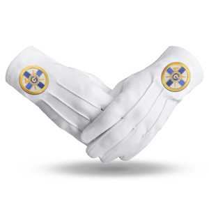 Gants en coton blancs avec logo bleu et or imprimé par transfert thermique, longueur poignet, pour usage quotidien, style uni, chaleur hivernale - Product Image 1