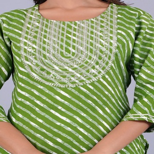 <b>Women</b> Green Lahriya Printed Kurti Ethnic Casual Wear Kurti, Embroidery Work Kurti , Trendy Kurti , New <b>Kurta</b> - Product Image 5