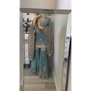 Top Femme-Ensemble Plazzo et Dupatta avec broderie lourde pour la fête - Product Image 3