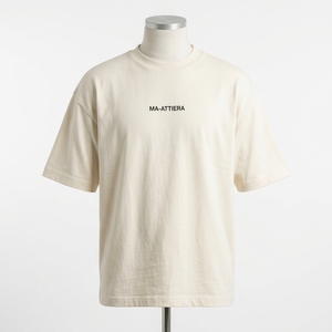 Camiseta de Hombre Color Blanco Hueso, Cuello Redondo, Manga Corta, Corte Holgado, Estampado Minimalista, Ropa Casual - Product Image 3