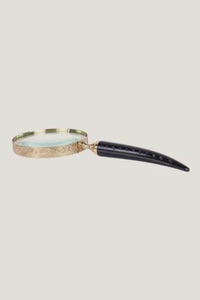 Vintage Antique Metal Magnifying Glass with Natural Horn Handle Classic Reading Lou Desktop Office Decor Library Accessory - Product Image 2