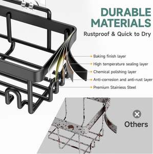 Lot de 6 étagères adhésives murales en acier inoxydable pour douche, grande capacité, sans perçage, pour cuisine et décoration intérieure - Product Image 4