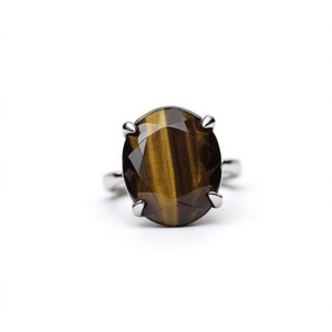 Handcrafted Crystal Tiger Eye <b>Ring</b> <b>Adjustable</b> Diamond Cut Natural Tiger Eye Jaipur India - Product Image 3