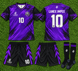 Ensemble d'uniformes de football personnalisés professionnels pour hommes, couleur violette, maillot de football, short assorti, tenue de sport respirante et à séchage rapide - Product Image 6