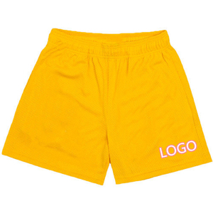 Shorts en maille noire pour homme, taille élastique, séchage rapide, couleur unie, shorts de sport décontractés, logo sur le bas du bas du pantalon - Product Image 2