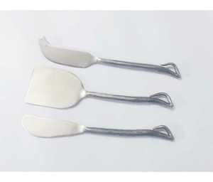 4-Piece Stainless Steel <b>Cheese</b> Utensil <b>Set</b> With Bamboo-Style Handles - Product Image 5