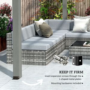 12 'X 16' grigio all'aperto Pergola in legno stabile struttura Gazebo padiglione con traliccio d'uva per il supporto di piante rampicanti - Product Image 6