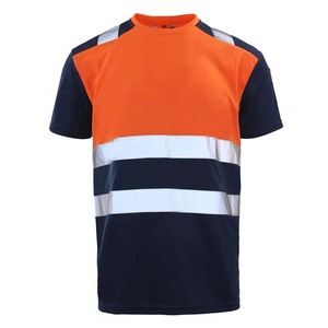 เสื้อทำงานแบบมองเห็นได้ชัดเจนสำหรับผู้ชาย โพลีเอสเตอร์ สีส้ม สีน้ำเงินกรมท่า แถบสะท้อนแสง เสื้อแบบยูนิฟอร์ม - Product Image 1