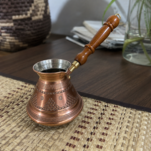 Cafetière turque en cuivre pur faite à la main, Cezve Ibrik, avec poignée en bois, pour café arabe, grec, expresso, chauffe-lait, théière - Product Image 4