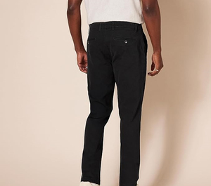 Pantalon chino en coton noir, poids moyen, décontracté, avec fermeture boutonnée et poches latérales, pour l'automne - Product Image 2