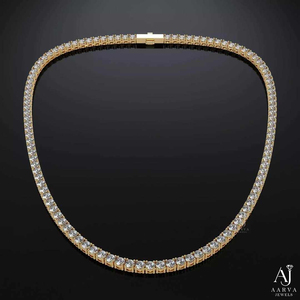 10k Gold Plated Moissanite Tennis Necklace Round Brilliant Cut <b>Box</b> <b>Chain</b> Hip Hop Jewelry for Wedding Party - Product Image 5