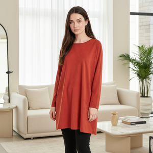 Bmama <b>Red</b> Long Sleeve Blouse Loose Fit Women Casual <b>Top</b> Milk Silk Shirt Wholesale - Product Image 1
