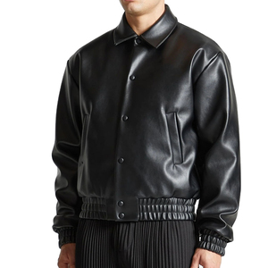Rahsal Industries Men's Black Gray Solid Winter Varsity Jacket PU Leather Hooded Zipper Closure Breathable STREETWEAR Regular - Product Image 2
