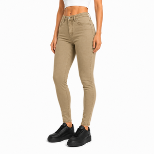 High Waist Skinny <b>Denim</b> Jeans Women Full Length Solid Color Casual <b>Stretch</b> Fitted Breathable Cotton Fabric Summer Streetwear - Product Image 5