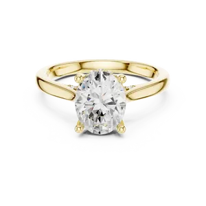 Anillo de diamante ovalado de dos quilates cultivado en laboratorio, oro sólido de dieciocho quilates con halo oculto, regalo unisex para fiesta nupcial - Product Image 1