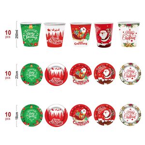 30 Piatti di Carta Natalizi da 9 Pollici, Stoviglie e Decorazioni Usa e Getta, 6 Design - Pupazzo di Neve e Babbo Natale per Forniture per Feste - Product Image 5