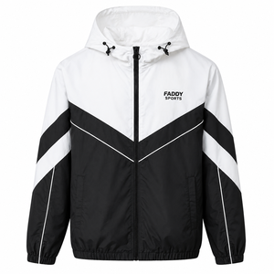 Veste coupe-vent légère imperméable pour homme avec logo personnalisé, à capuche, color block, pour sports de plein air, entraînement athlétique, veste de course - Product Image 2