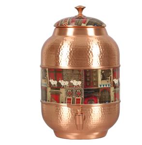 Distributeur de cuivre pur fait à la main en cuivre pur 100% avec couvercle pour le stockage de l'eau potable maison hôtel Restaurant - Product Image 1