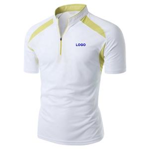 Último estilo Quater Zip Casual para Polo Golf Camisas para mujeres Custom Ladies Sport T-shirts en White Navy Red Knitted Weave - Product Image 1