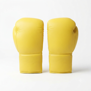 Guantes de Boxeo de Cuero Vacuno Amarillo, Duraderos, para Todas las Estaciones, Entrenamiento, Sparring, Equipo de Ejercicio, Soporte de Muñeca Ajustable - Product Image 1