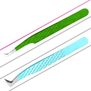 Pince à cils personnalisée avec embouts en fibre Dernière conception Pince à extension de cils à prise facile Vente en gros Fabricant d'outils de beauté - Product Image 1
