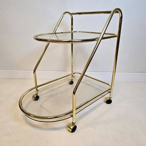 Small Size Golden Color <b>Trolley</b> bar Cart for Home Catering Hotel Restaurant Kitchen Food <b>Serving</b> <b>Trolley</b> Wine & Glasses Holder - Product Image 2