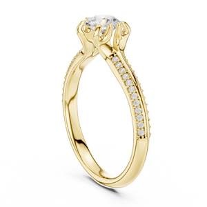 แหวนเพชรทรงกลมเพาะเลี้ยงในห้องปฏิบัติการ ทอง 14K 18K แบบโซลิแทร์ สองแถวประดับเพชร 0.80 กะรัต DEF VVS แหวนแต่งงานแบบแยกก้าน ขายส่ง - Product Image 4