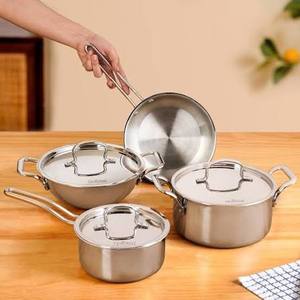 Stainless Steel Triply Soup Stock <b>Pot</b> 24 cm Triply Cooking <b>Pot</b> <b>for</b> Gas and <b>Induction</b> Cooker Kitchen Use - Product Image 4