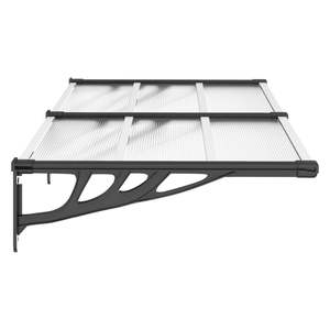Auvent de porte en polycarbonate ABS noir et transparent, auvent extérieur, gazebo et pergola - Product Image 4