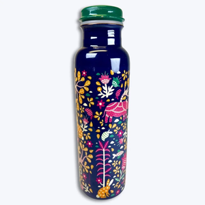 Navy Blue <b>Copper</b> Water <b>Bottle</b> with Premium Printed Finish Reusable <b>Drinking</b> Flask for Home Office Yoga Travel and Everyday - Product Image 5